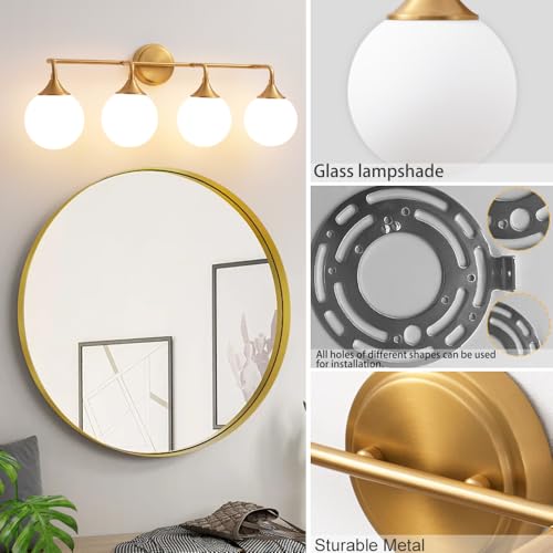 Brushed Gold Bathroom Light Fixtures Over Mirror Vanity 4