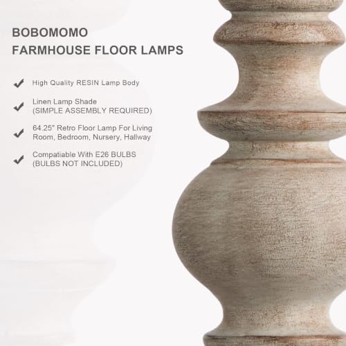 64.25" Farmhouse Floor Lamp with Remote (Vintage Gray)