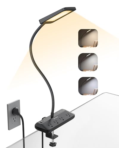 LED Desk Lamp with Clamp Power Strip