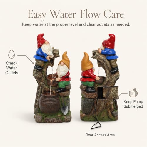 27H Gnome Outdoor Water Fountain with 3