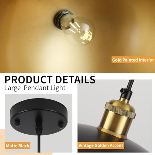 20 Inch Black Pendant Light Fixtures (2 Count)