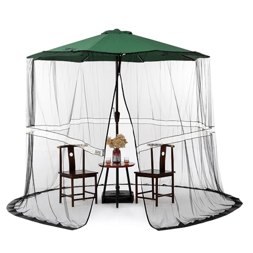 9 10FT Mosquito Net for Patio Umbrella Outdoors Screen Polyester Hanging Tent （Mosquito Net Only）
