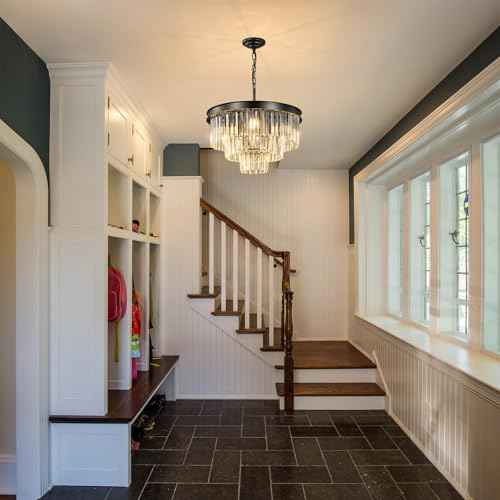 Black Crystal Chandeliers For Dining Room: 20" Modern Luxury Chandelier For Bedroom - Round Crystals Ceiling Pendant Lighting Fixtures For Living Room Entryway Kitchen Over Table Island Foyer 9 Light