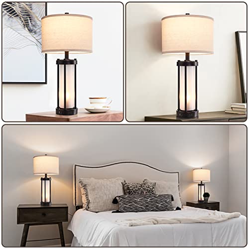 Set of 2 Modern Table Lamps for Living Room with 2 USB Ports (2 Count)