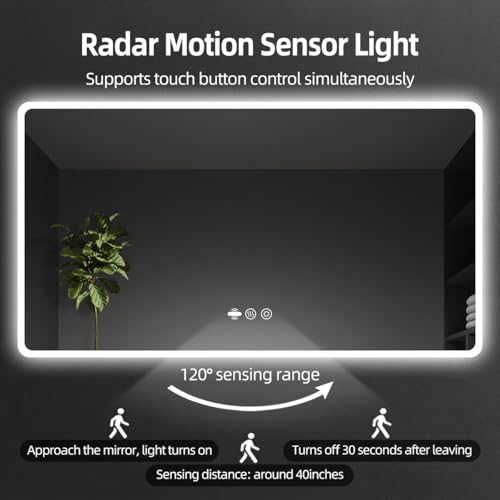 48"X36" LED Mirror for Bathroom with Motion Sensor