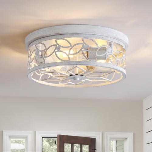 12.6" Gold Accent Flush Mount Ceiling Light (White+Gold)