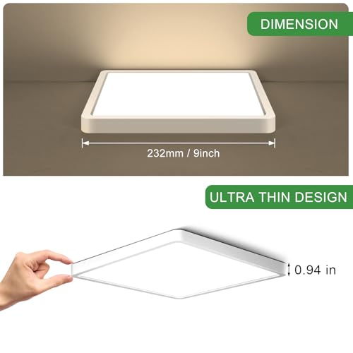 9Inch 18W Square LED Ceiling Light Fixtures Flush Mount