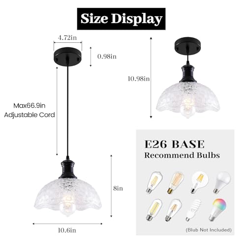 Vintage Pendant Light Kitchen Island (Clear / 1 Pack)
