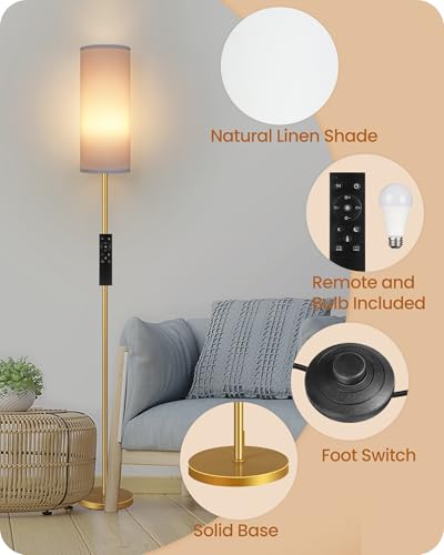 Set of 2 Dimmable Floor Lamps for Living Room with 2 Remotes and Foot Switch (2 Count)