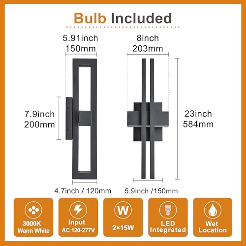 23Inch Large Modern Minimalist Outdoor Wall Light