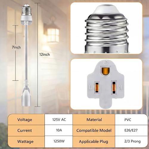 1 Pcs 3 Outlet Light Socket Adapter