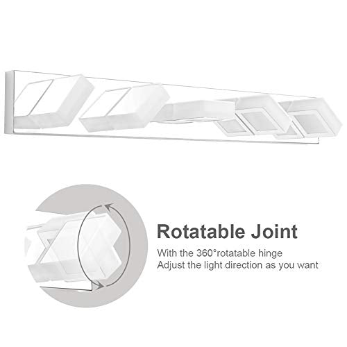Chrome Vanity Lights for Bathroom Acrylic Rotable 360° LED Modern Bathroom Lighting Fixtures Over Mirror
