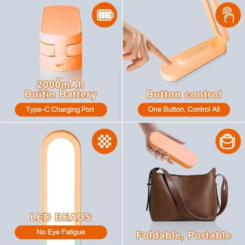 LED Desk Lamp for Office Home & Battery Operated Lamp Rechargeable Lamp Foldable & Portable Light
