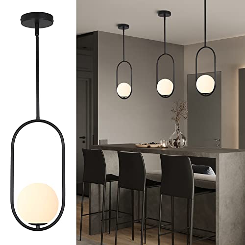 Modern Pendant Lighting One Light Chandelier Globe Black Pendant Light Indoor Hanging Light Fixture for Kitchen Island Dinning Room Bedroom
