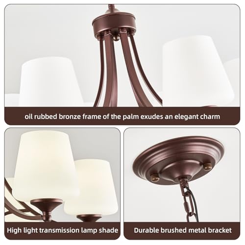 Oil Rubbed Bronze Farmhouse Chandelier for Dining Room Hanging Lighting Fixtures 6