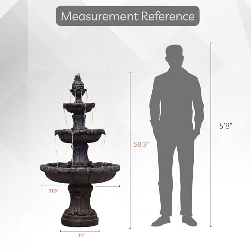 58.3" 3 Tier Outdoor Freestanding Water Fountain