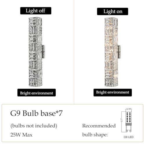 24 Inch Luxury Crystal Wall Sconce Chrome Wall Lighting