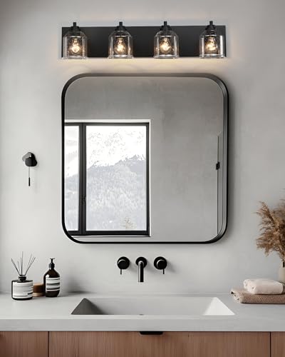 32" 4 Light Farmhouse Bathroom Vanity Light with Bubble Glass (4 Count)