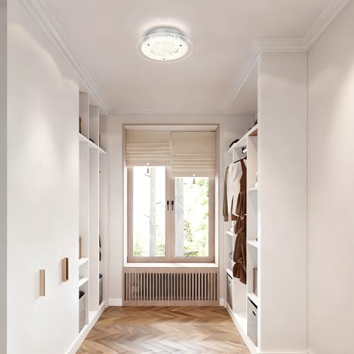 Crystal Ceiling Light Fixture Dimmable Modern Kitchen Light Fixtures LED 11" Crystal Flush Mount Ceiling Light Fixture for Bathroom Hallway Foyer Entrance Laundry Room Closet