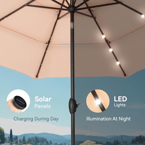 10ft 3 Tier Outdoor Patio Umbrella with 24pcs LED Lights
