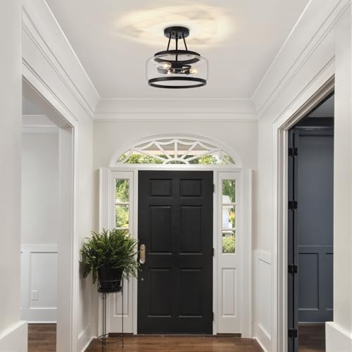 Black Glass Semi Flush Mount Ceiling Light 3