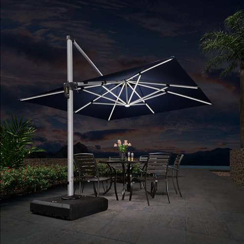 Patio Umbrella with Base 11'X11' Double Top LEDlight