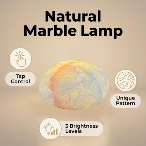 Natural Marble Lamp Cordless Touch Control Night Light 3