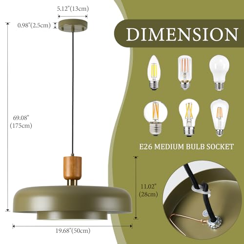 Mid Century Pendant Light 19.68"
