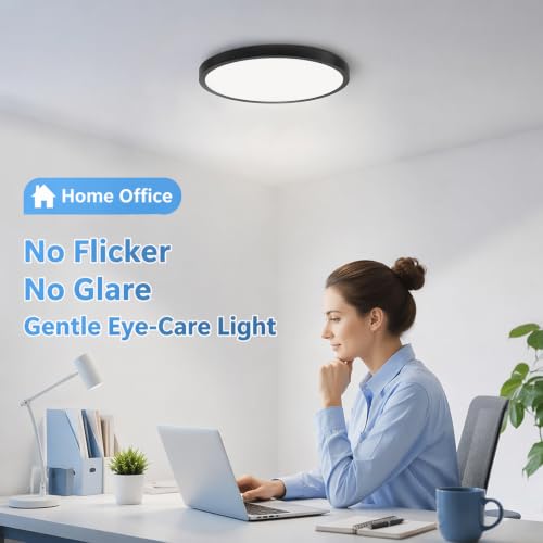 6pack 12in 24W 3CCT Low Profile LED Flush Mount Ceiling Light (Black)