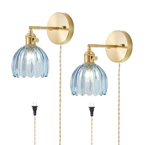 Plug in Wall Sconces Set of 2