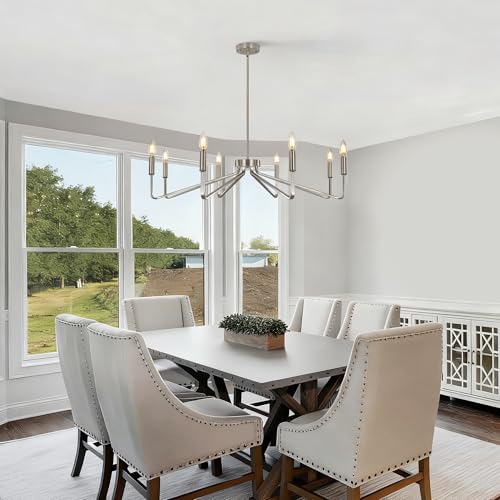 8 Light Brushed Nickel Chandeliers for Dining Room