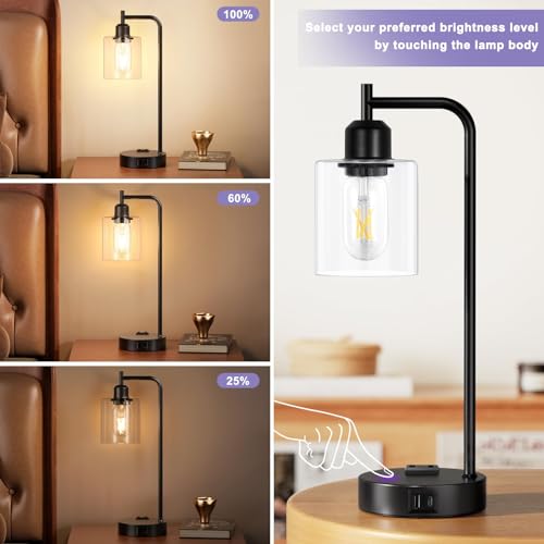 Industrial Touch Lamps for Nightstand Set of 2 (2 Count)