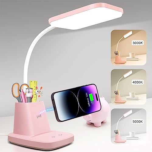 LED Desk Lamp with 10W Wireless Charging & Pen Holder