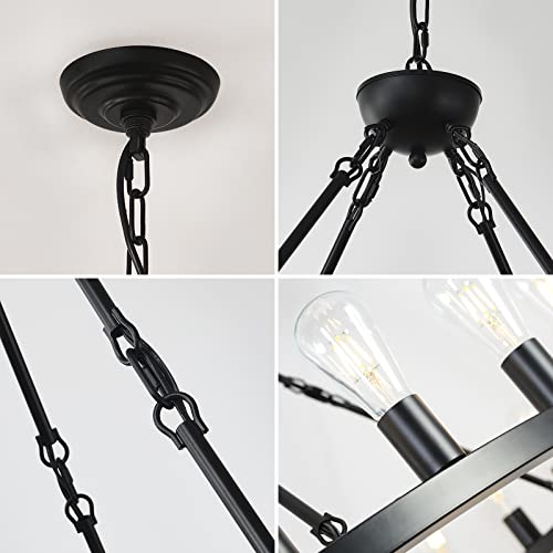 48 Inch Black Extra Large Wagon Wheel Chandelier