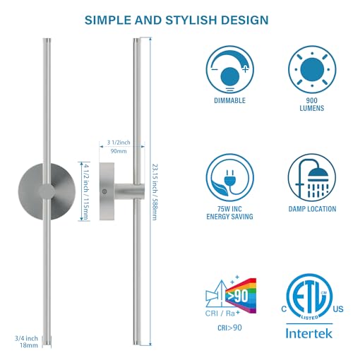 24 Inch LED Indoor Linear Wall Sconces Set of Two (2 Count)