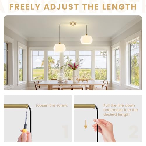 2 Light Milk Glass Pendant Light for Kitchen Island