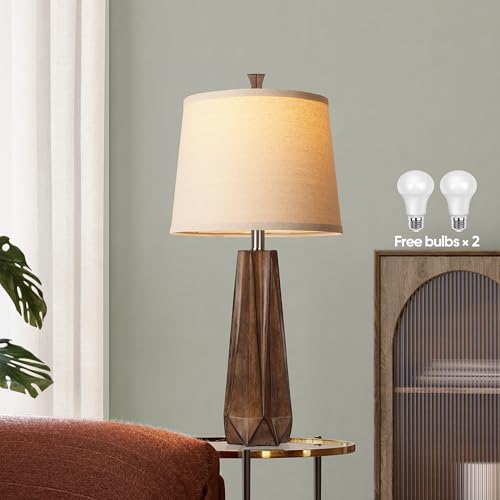 27" Wood Grain Resin Table Lamp Set of 2 (2 Count)