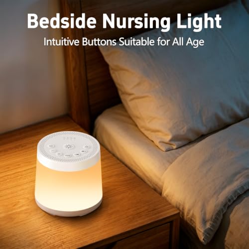 Rechargeable Nursery Night Light Sound White Noise Machine for Baby Kids Adults with Hushing Sounds 30 Sleeping Sounds 12 Colors Night Light 4 Timers Memory Function for Home Breastfeeding Camping