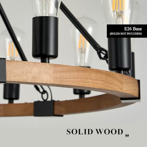 Oak Wooden Wagon Wheel Chandelier 12