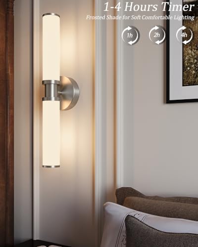 Nickel Wireless Battery Operated Wall Sconces with Remote