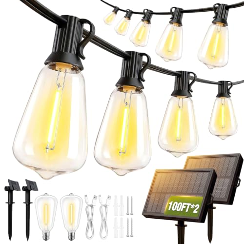 200FT Solar String Lights Outdoor Waterproof with Remote & Timer