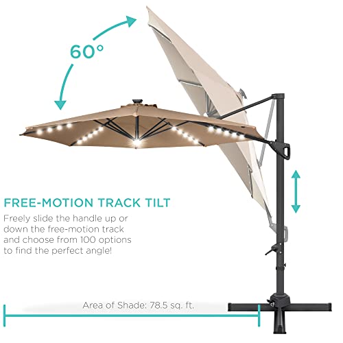 10ft Solar LED Cantilever Patio Umbrella