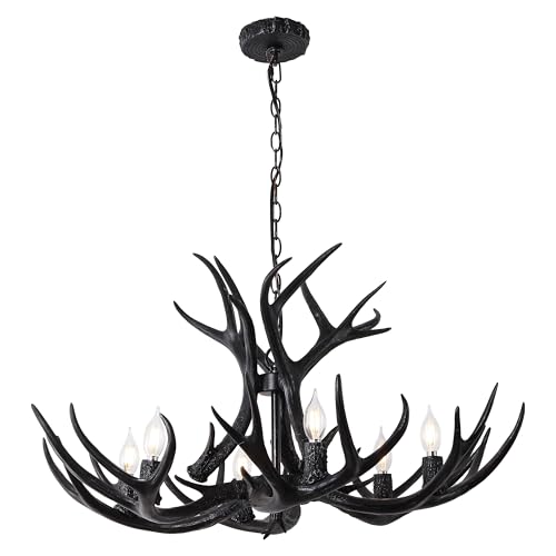 Eldora 6 Light Resin Antler Chandelier 33"