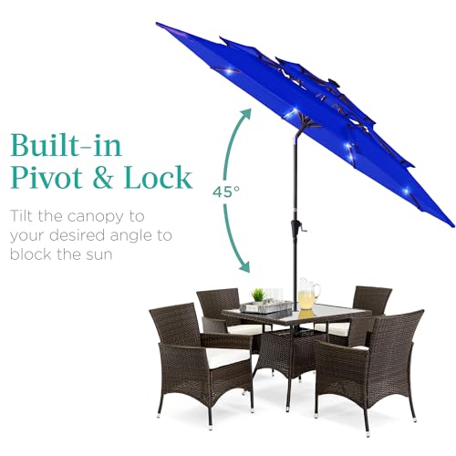 10ft 3 Tier Solar Patio Umbrella