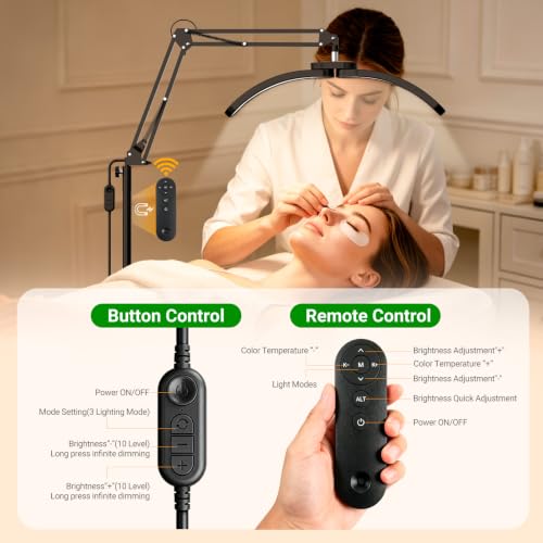 3-in-1 22" Half Moon Lash Light Remote LED Beauty Lamp 3 Color Shadow-Free (3 Count)