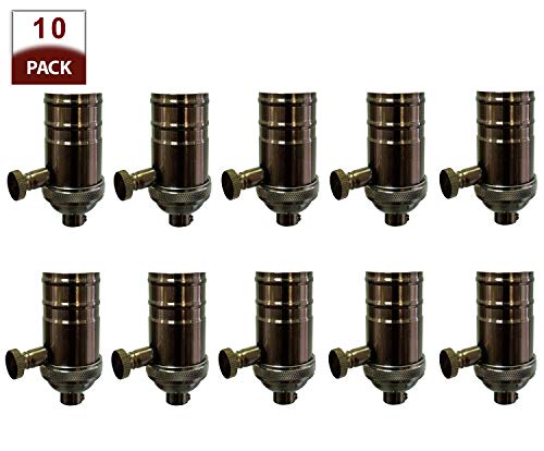 Vintage Turn Knob Dimmer Lamp Socket for Incandescent LED Bulbs (10 Count)