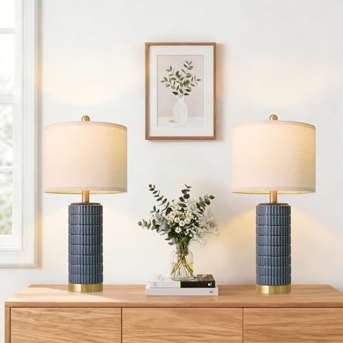 25'' Blue Table Lamps for Bedroom Living Room Set of 2 (2 Count)