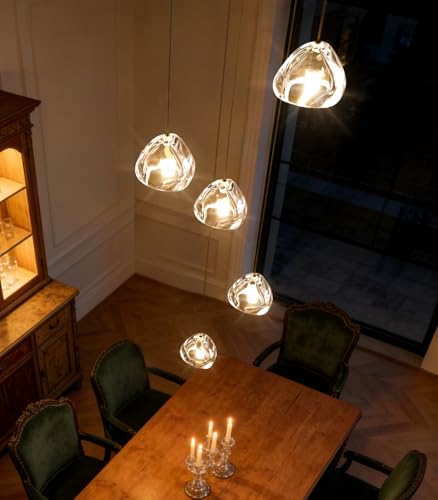 Modern Glam Chandelier LED Kitchen Pendant Lights Island Lighting Remote Dimmable Fixtures Bubble Crystal Floating Chandelier Black Corner Pendants Light