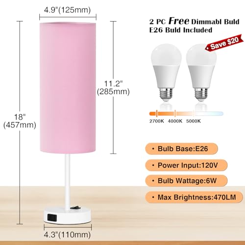 Table Lamp for Bedroom Set of 2
