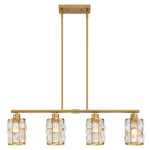 Gold Crystal Pendant Light Fixture for Kitchen Island Dining Room